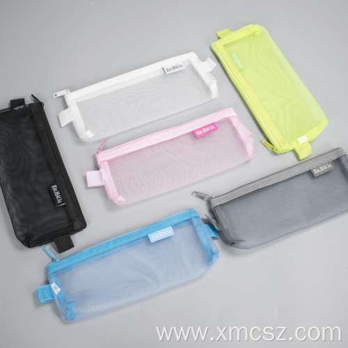 Transparent mesh custom logo cosmetic bag